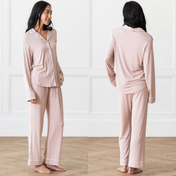 Cozy Earth Blush Bamboo Stretch Knit Long Sleeve Pajama Set XS Oprah’s Favourite - Picture 1 of 7